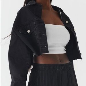 oversized cropped denim jacket